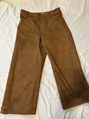 LOFT Curvy Suede Pants in Chestnut Brown